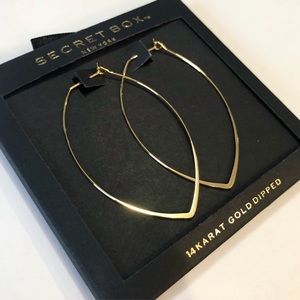 Secret Box Marquise Oval Gold plated hoop earrings